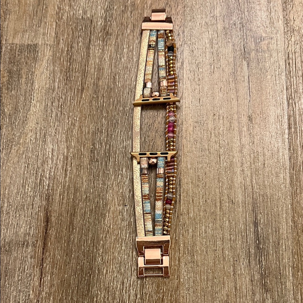 Multicolor Beaded Apple Watch Band 38/40/41mm Rose Gold